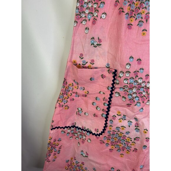 Deadstock Vintage 60s Garden Floral Dagger Collar Zip House Dress - Picture 6 of 8